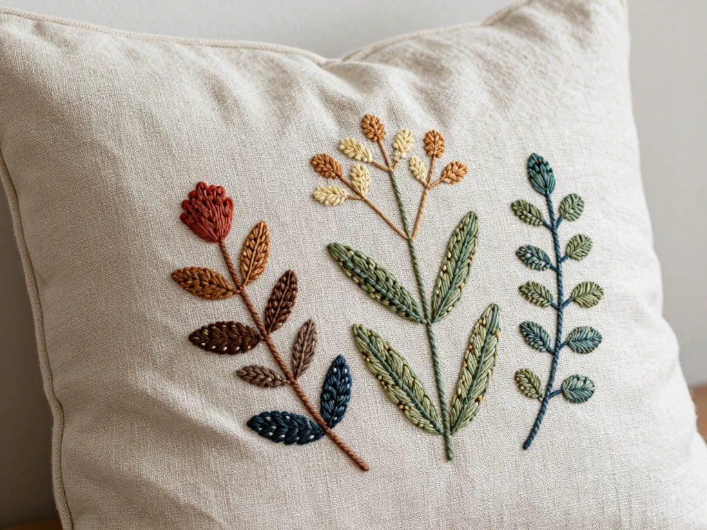 Embroidered Linen Cushion