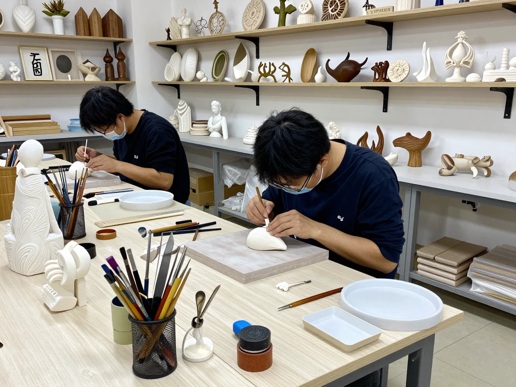 Artisan workshop with handmade creations